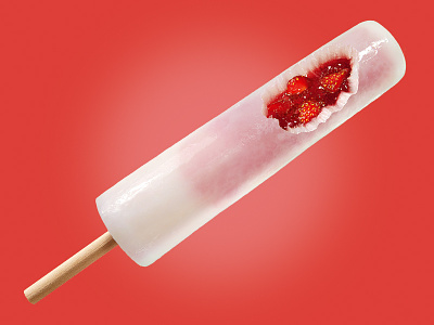 Fruit ice with strawberry jam food fruit ice ice ice cream ice cream packaging product retouching