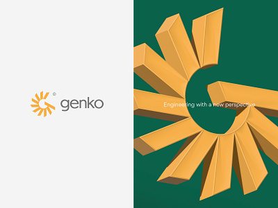 Genko branding 3d cogwheel engineering gear illustrator logo