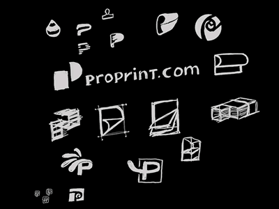 Logo Sketch for Proprint cmyk design exploration logo print sketch