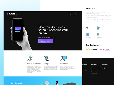 Swipe landing page design blue branding design designs dribbble landing page logo logo design typography ui ux