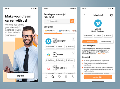 Job App Design Concept app design job mobile ui ux