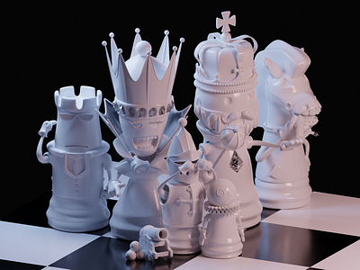 Stylized Chess 3d 3d model 3d modelling blender chess graphic design illustration isometric