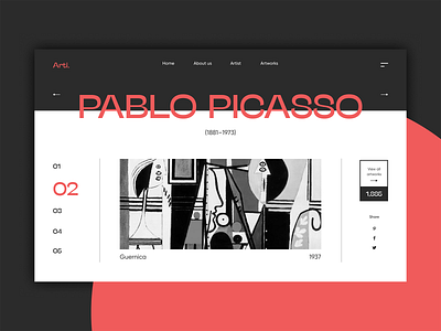 Website for Pablo Picasso art artist concept design pablo picasso web