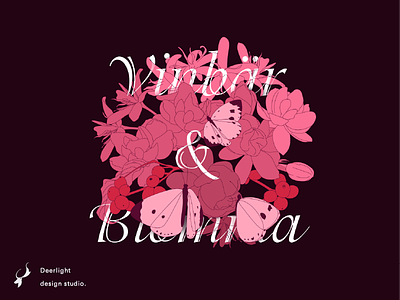Vinbär&Blomma KV Proposal 1 blomma butterfly coffee dark flower flowers illustration pink vinbär