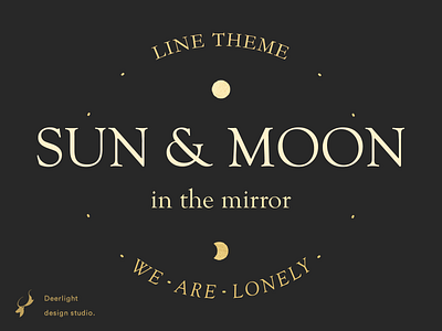 Sun and moon in the mirror｜LINE theme design illustration line moon sun theme