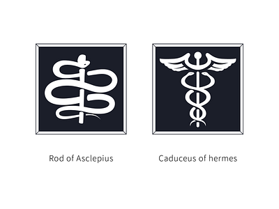 Rod of Asclepius & Caduceus of hermes