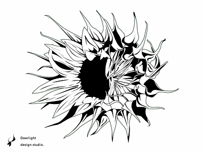 🌻 black flower sketch sun flower