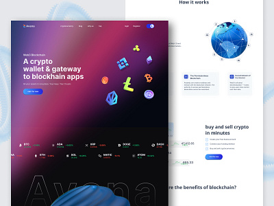 Crypto Blockchain Traiding Platform Website 3d animation binance bitcoin blockchain branding crypto graphic design homepage landing logo motion graphics typography ui ux web3 website