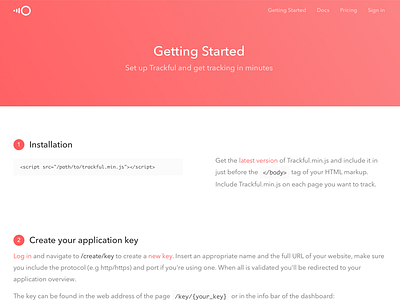 Getting Started - Trackful.io free landing page minimal open beta trackful ui web analytics