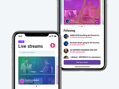 Twitch iOS app concept app card interface ios iphone layout light list streaming twitch ui video