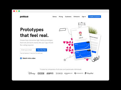 Proto.io Homepage Exploration branding exploration homepage interface landing layout light minimal page proto.io simple ui