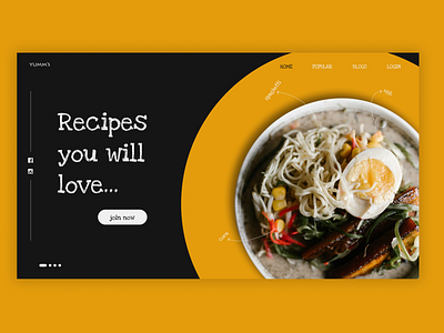 food recipe landing page design