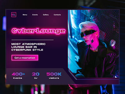 CyberLounge design neon branding design figma neon ui uiux ux web design