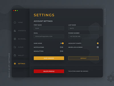 Daily UI 7: Settings