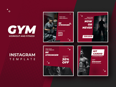 Gym Instagram Post black canva design fitnes graphic design gym instagram marketing post red social media story work out