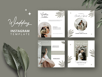 Wedding Instagram Post Template design feminine instagram maried marketing minimalist post simple social media story template wedding