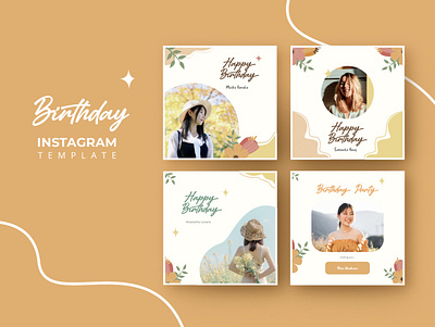 Happy Birthday Greeting Instagram Post Template abstract design flower gretting happy instagram marketing minimalist post promotion simple social media story template