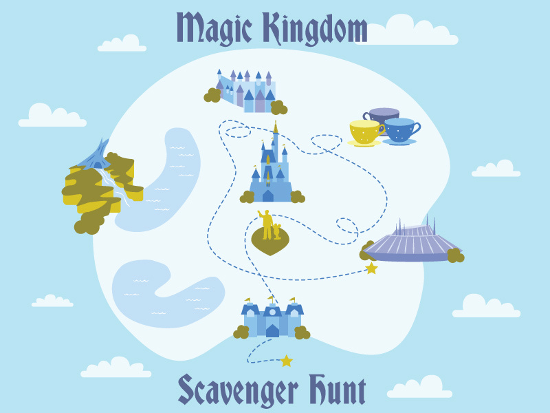 Magic Kingdom Scavenger Hunt scavenger hunt disney teacups disneyworld map map its a small world splash mountain space mountain cinderellas castle disneyworld magic kingdom