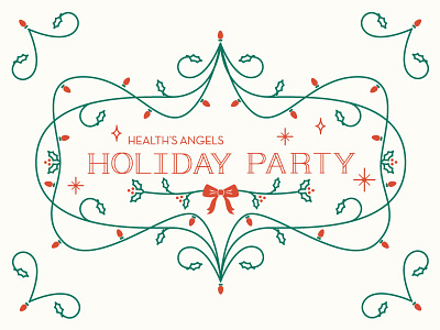 Holiday Party Invite bow christmas christmas lights holiday holly lights party red and green