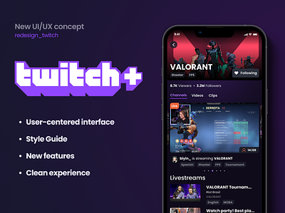 Twitch+ Concept app app design category page lives livestream profile redesign streaming twitch ui user experience user interface ux web
