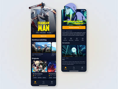 Anime Streaming App anime anime streaming app design chainsaw man cyberpunk edgerunners mobile app streaming ui uiux video ui