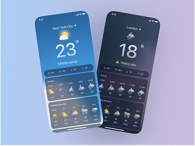 Weather App UI Design 3d icons app app design climate climate app glass effect ios inspired ui ux weather weather app