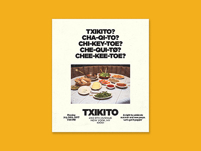 TXIKITO! branding drinks happy hour invitation invite restaurant type typography