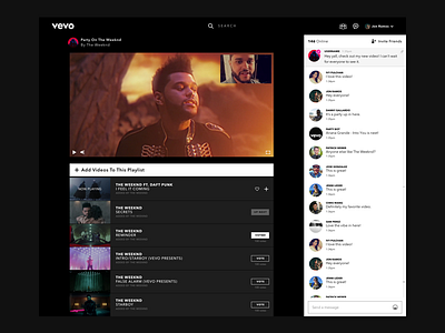 Vevo Watch Party chat desktop party mode ui vevo watch party web