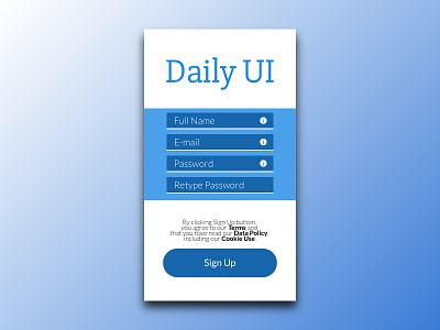 Daily UI challenge #001 — Sign Up app app screen blue daily daily ui mobile app ui uiux user interface ux
