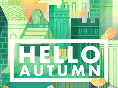 Hello Autumn autumn buildings cities design fall graphic design illustration season vectors