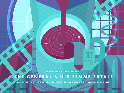 The General & His Femme Fatale adventure board coffee deck design hobby movie scifi skateboard space technology vectors
