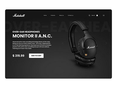 headphones landing page #4 app branding design graphic design headphones landing page logo marshall typography ui ux vector