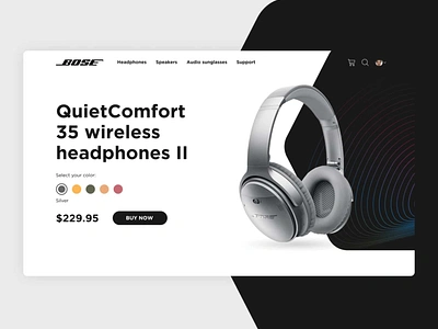 Headphones product page and mobile app black bose figma figma design headphones landing page landingpage mobile app product page tomas zubrik tomweb waves web design website