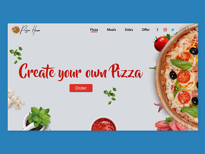 Pizza branding clean design food illustration interaction interface landing order page pizza ui ux vector web website