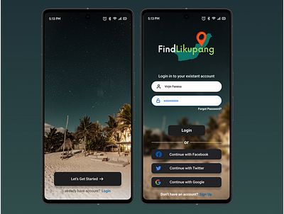 FindLikupang Mobile App Design app design logo typography ui