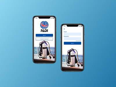 PADI - UI Redesign app branding challenge dailyui design diving mobile redesign sign in ui uidaily user interface