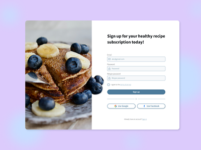 Daily UI Challenge - Registration challenge dailyui design desktop food sign up ui user interface