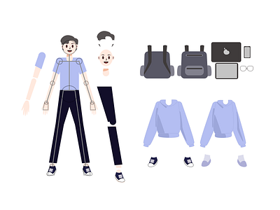 Illustration - Guideline Character (IT Boy) app apps blue boy design flat illustration graphic design illustration illustration app ui web