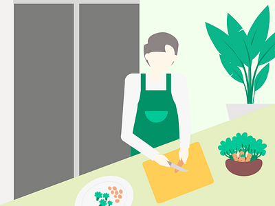 Flat Illustration - Man in the Kitchen animation app apps cooking cooking illustration design food food illustration graphic design illustration simple simple illustration ui ui illustration