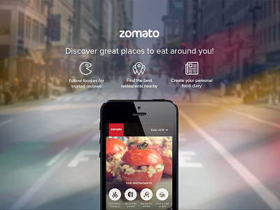 Zomato Mobile Landing Page clean download app landing minimal mobile zomato