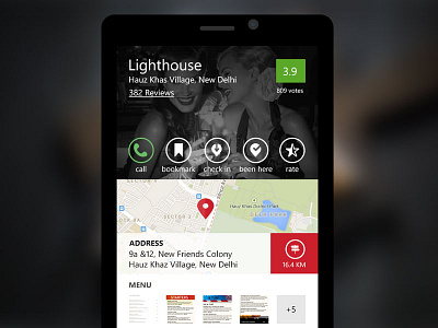 Zomato Restaurant Page - Windows Phone app dark metro minimal phone red restaurant windows zomato