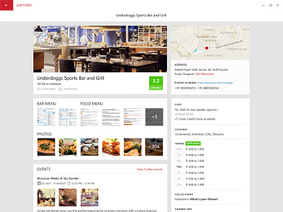 Zomato Restaurant - Windows 10