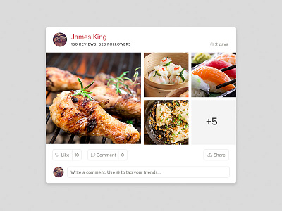 Food Feed activity card clean feed food photo social ui ux white zomato