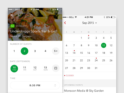 Restaurant Table Booking booking calendar consumer ios minimal reservation restaurant table table reservation zomato book
