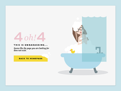 Daily UI - Day 8 - 404 Page 404 page bath tub bubbles character daily100 dailyui day008 not found shower ui