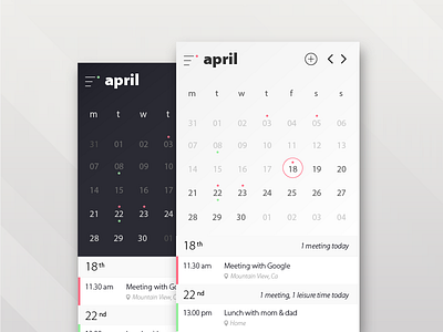 Daily UI - Day 38 - Calendar app calendar daily100 dailyui day038 mobile ui