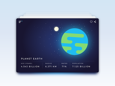 Daily UI - Day 45 - Info Card card daily100 dailyui day045 earth info planet space ui
