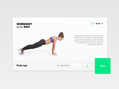 Day 62 Workout of the day clean dailyui design exercise fitness font pairing green minimal of the day ui white workout