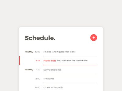 Day 71 Schedule agenda calendar clean dailyui list minimal red schedule timeline to do ui ux