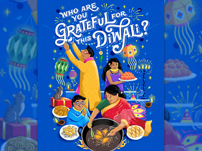 Happy Diwali custom art design digital lettering diwali festival illustration india indian illustrator lettering typography
